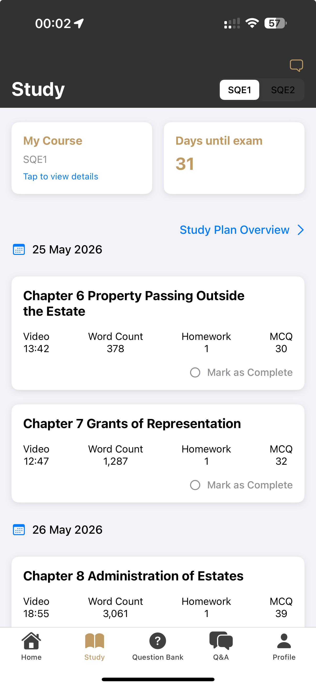 CELE SQE App — Study plan