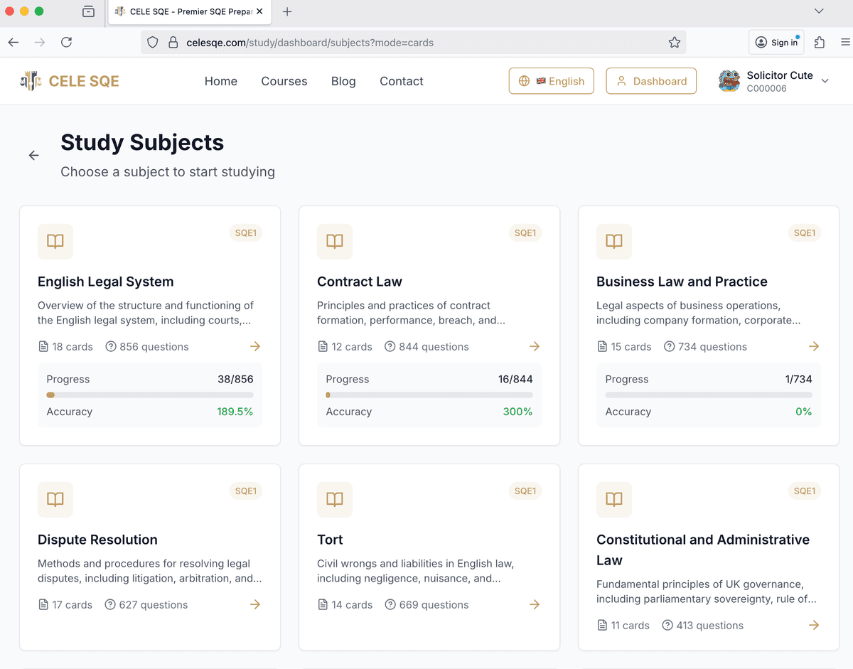 Learning Cards Interface